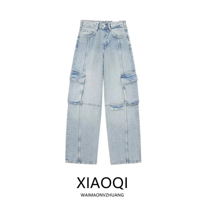 Spring Summer 2024 Women's Slimming Versatile Workwear Sle Mid-Waist Jeans Long Pants Classic Straight Leg Fit Casual Faion