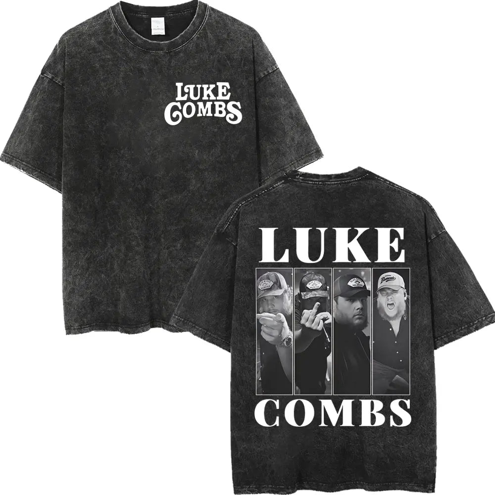 Vintage Washed Luke Combs Tour 2026 Merch T-shirts Men Women Fashion Y2k Oversized T-shirt Summer Casual Short Sleeve T Shirt