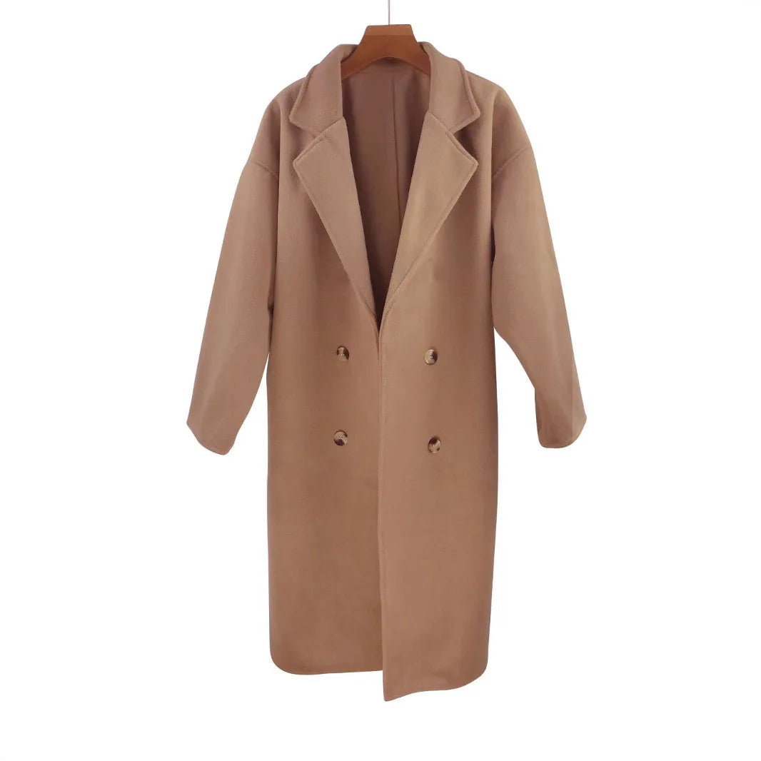 Women's Woolen Coat Hot Sale Of The Season Autumn Winter New Style Versatile Korean Style Medium Length Long Sleeve Elegant C...