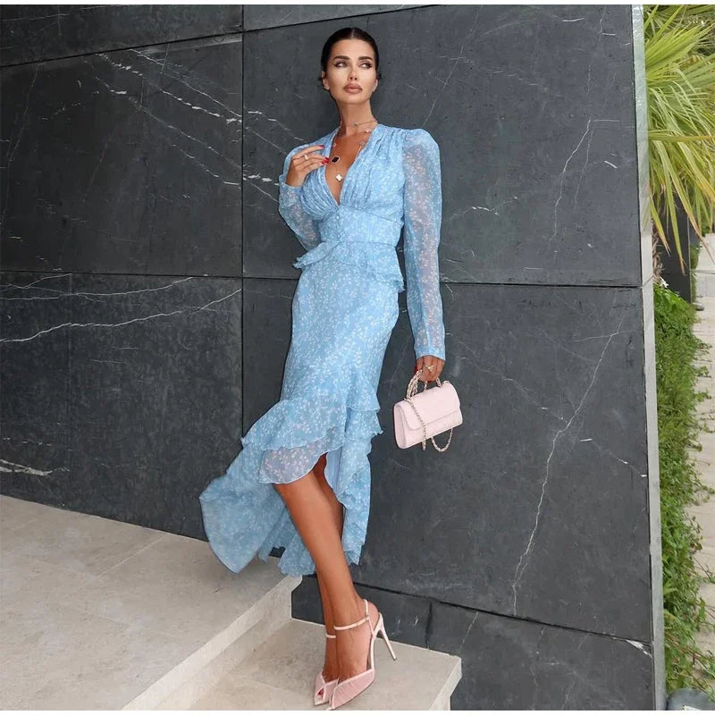 Flutter Sleeve Floral Maxi Dress