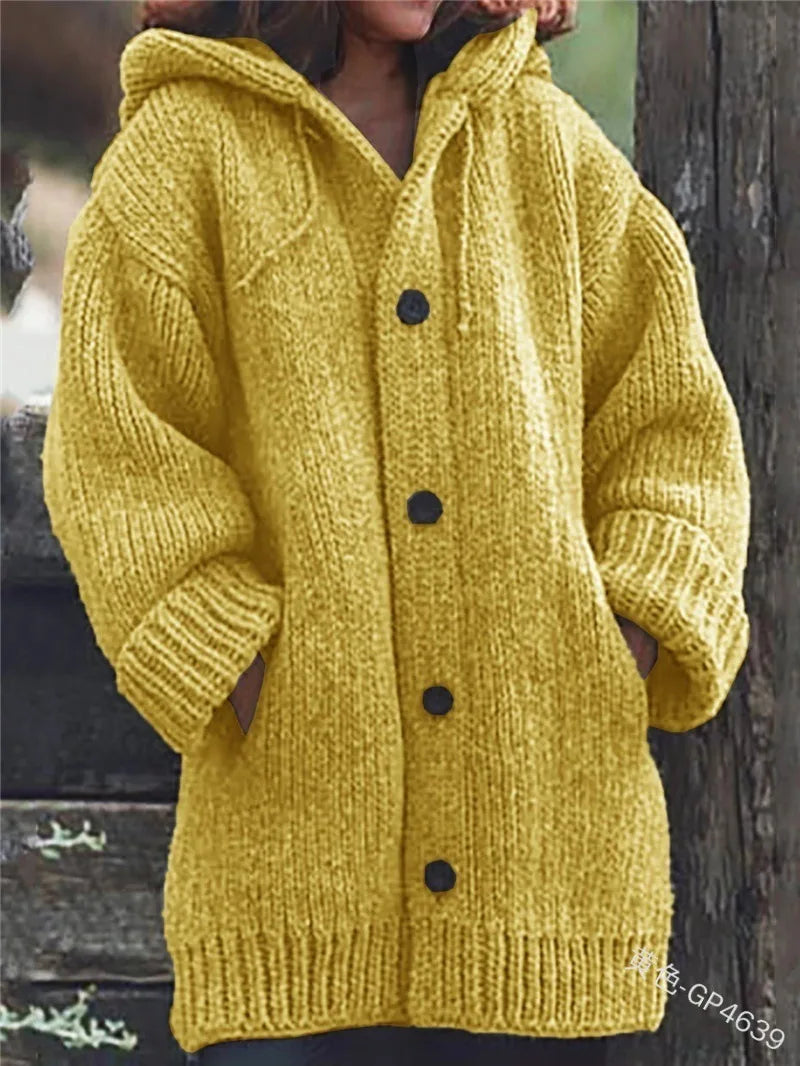 Fashion Warm Autumn Winter Sweater Long Sleeve Cardigans Vintage Knitted Sweaters for Women 2025 Mid Length Coat Streetwear