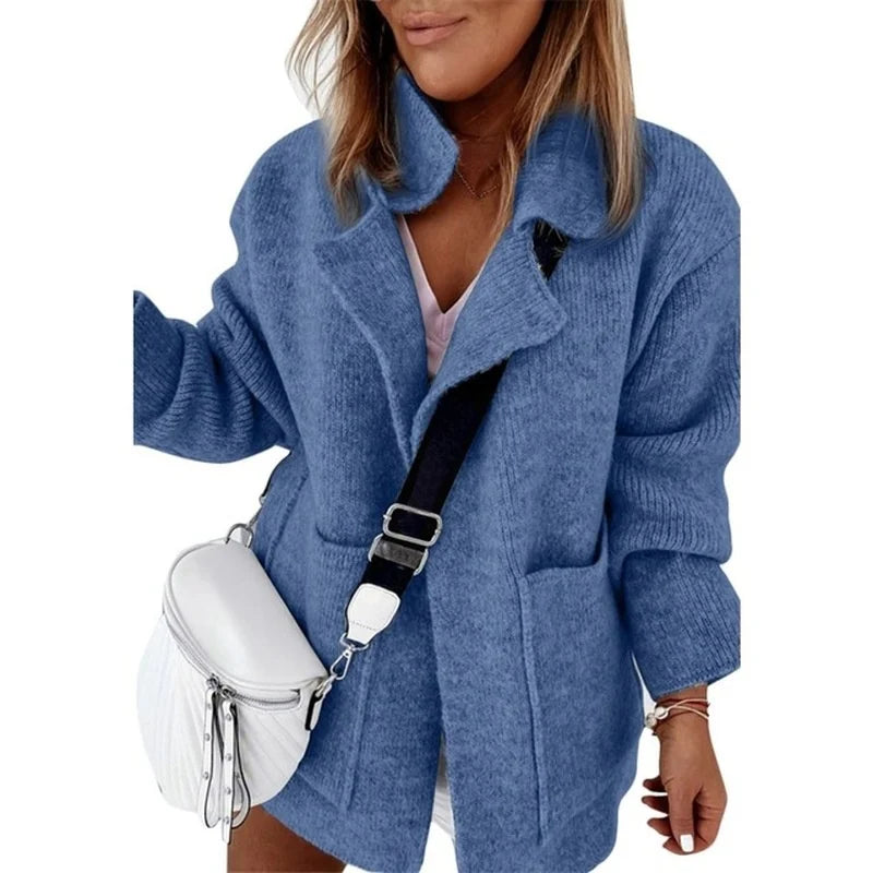 Women's Knitted Sweater Coat with ket Warped Knit Fake Two-Piece Sle Spring 2026 Faion Ladies' Premium Quali Sweater...