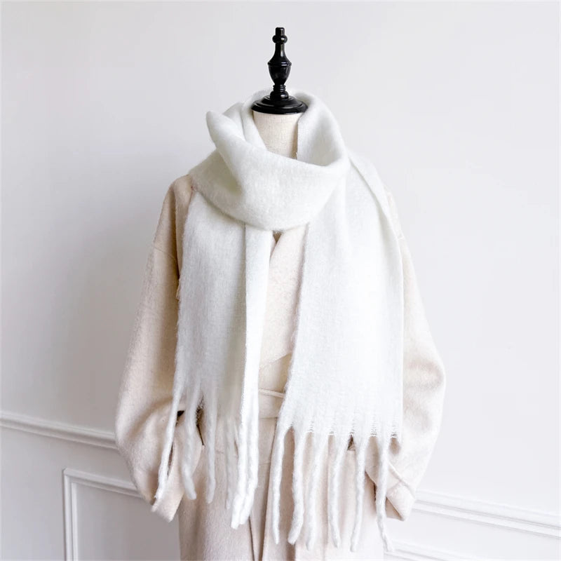 18*200cm Small Winter Scarf Long Women Imitation Cashmere Thicken Shawls Neck Warm Tassel Bufanda Echarpe Pashmina Luxury