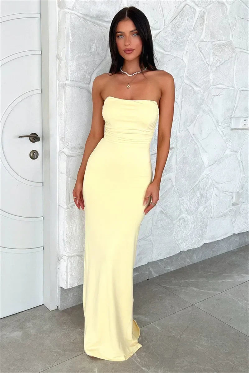 Women's lace up backless strapless maxi dress, off shoulder, fibrcon battery, club, party, long, summer, new