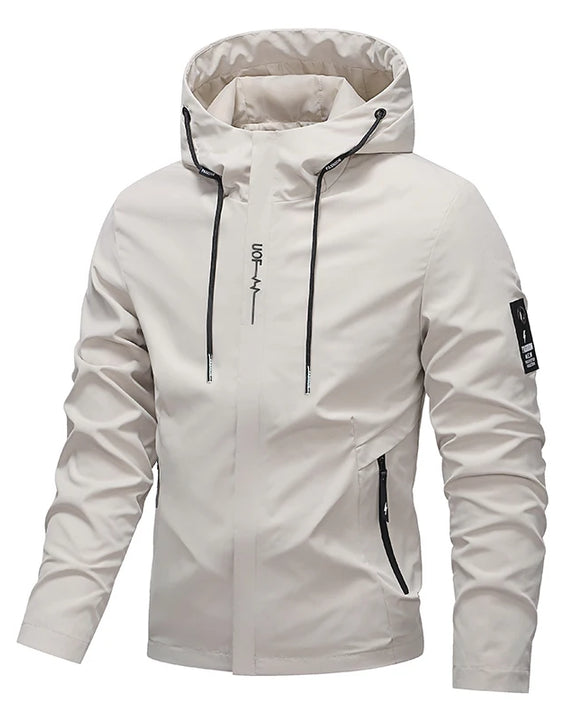 Waterproof Jacket Men Outdoor Softshell Zip Up Hooded Windbreaker Hiking Camping Coats Lightweight Spring Autumn
