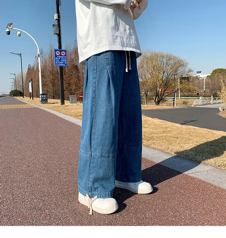 Baggy Jeans Trousers Male Denim Pants Black Wide Leg Pants Men's Jeans Oversize Cargo Korean Streetwear Hip Hop Harajuku