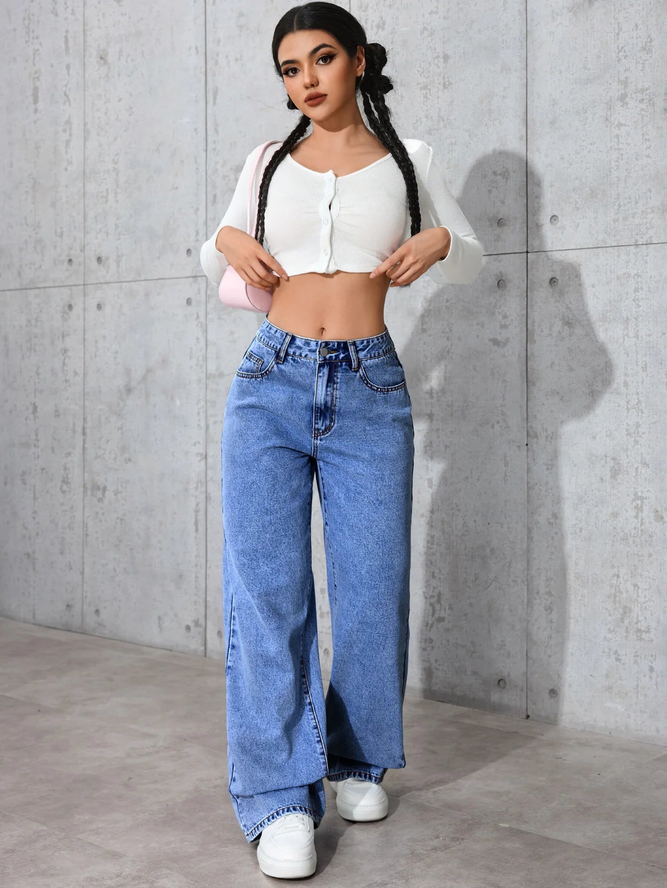 Size:S-5XL Women's Wide-Leg Jeans High-Waist Plus-Size Jeans Summer Autumn Girl Wide Leg Pants Straight-Leg Loose Casual Pants