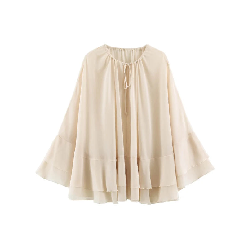 Chic Embroidery Tassel Shawl Women Casual Solid Stand Neck Sleeveless Irregular Short Top 2026 Female Vacation Daily Clothes New