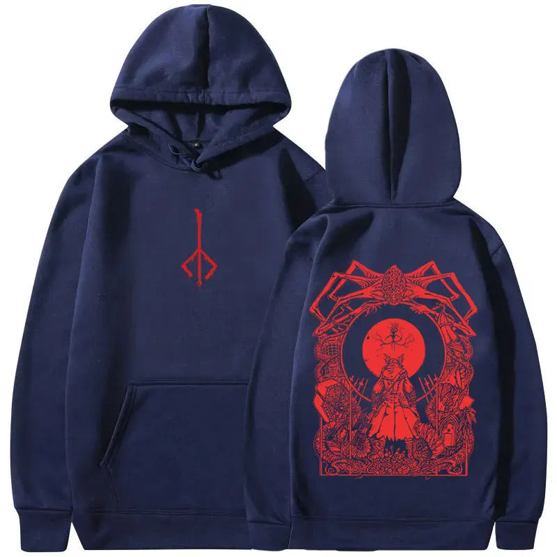 Game Bloodborne Graphic Hoodie Horror Hunter Cosplay Merch Sweatshirt Men Women Casual Vintage Pullover Man Oversized Streetwear