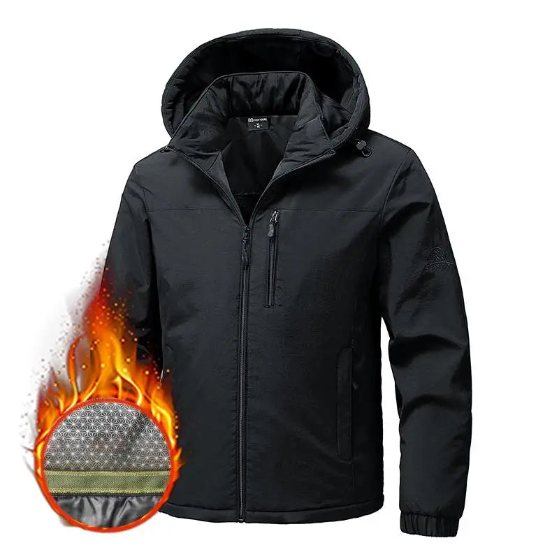 Winter Men Waterproof Windproof Outdoor Jackets Man Detachable Hat Casual Jacket Male Multi Pocket Work Jacket Windbreaker Parka