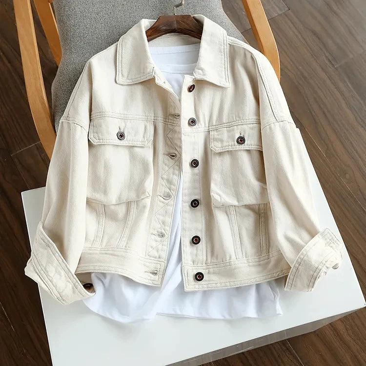 2025 New Women Denim Jacket Women Loose Casual Workwear Jacket Versatile Long Sleeve Jacket Top Spring Autumn Women Cowboy Coat