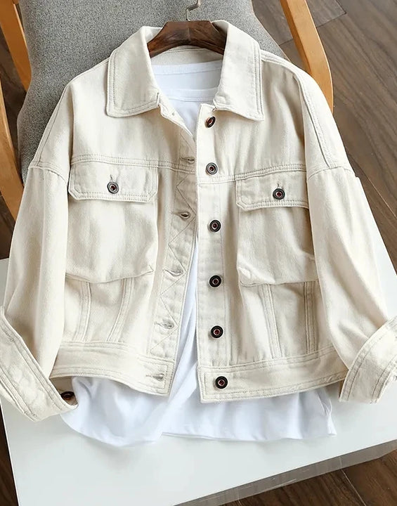 2025 New Women Denim Jacket Women Loose Casual Workwear Jacket Versatile Long Sleeve Jacket Top Spring Autumn Women Cowboy Coat