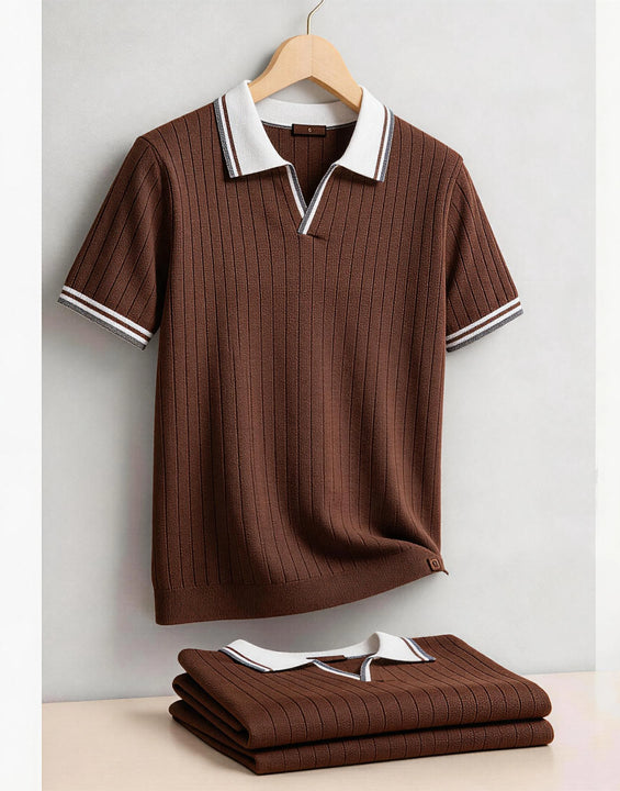 AIOPESON Men's Polo Shirt 100% Cotton Soft Skin Friendly Solid Color Collar Elegant Casual Old Money Style Men Clothing