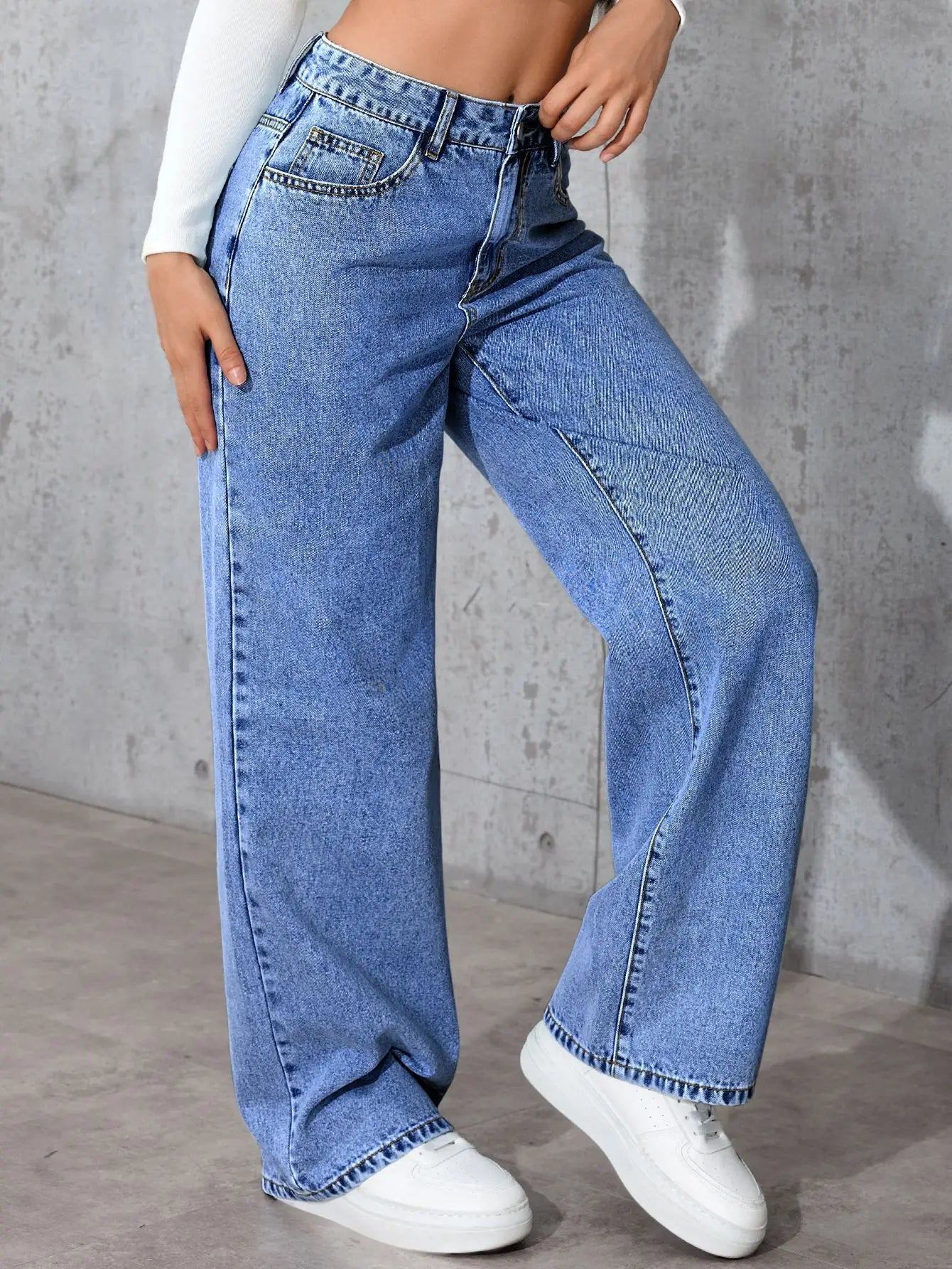Size:S-5XL Women's Wide-Leg Jeans High-Waist Plus-Size Jeans Summer Autumn Girl Wide Leg Pants Straight-Leg Loose Casual Pants