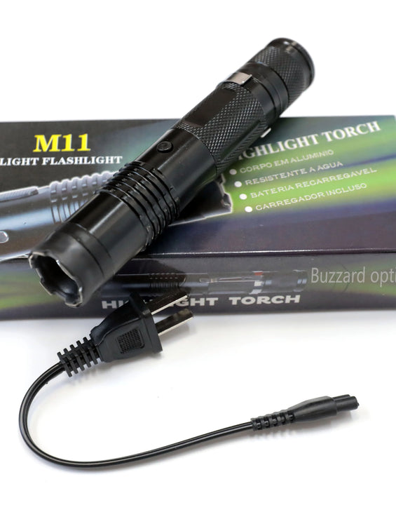 Rechargeable Defense LED Flashlight BUZZARD M11 Tactical Torch for Home Security Camping Hiking Emergency Outdoor Use