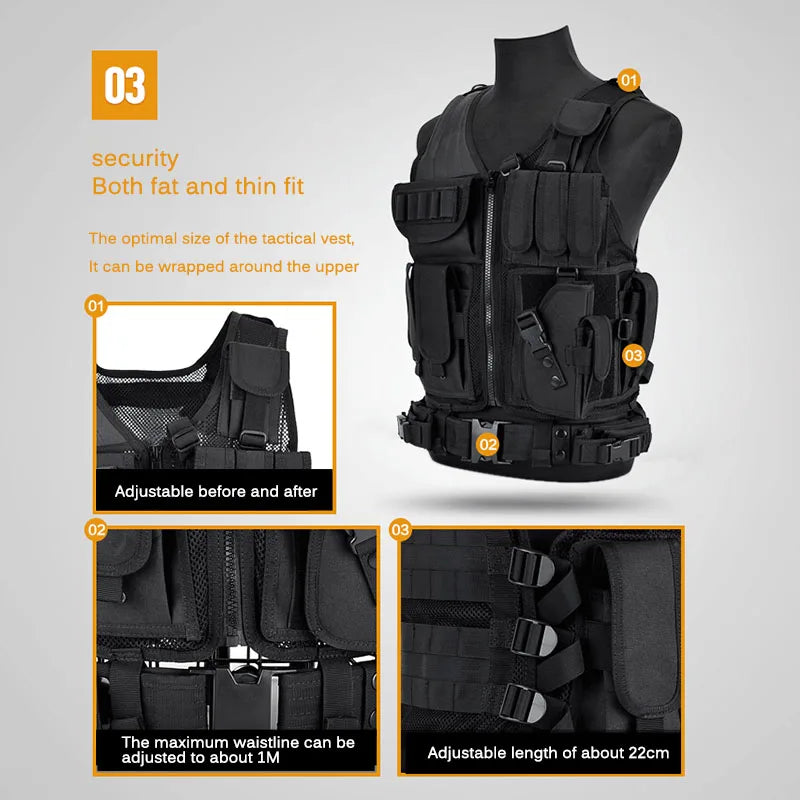 Hunting security clothing SWAT tactical vest SWAT jacket bra multi pocket CS hunting vest camping accessories