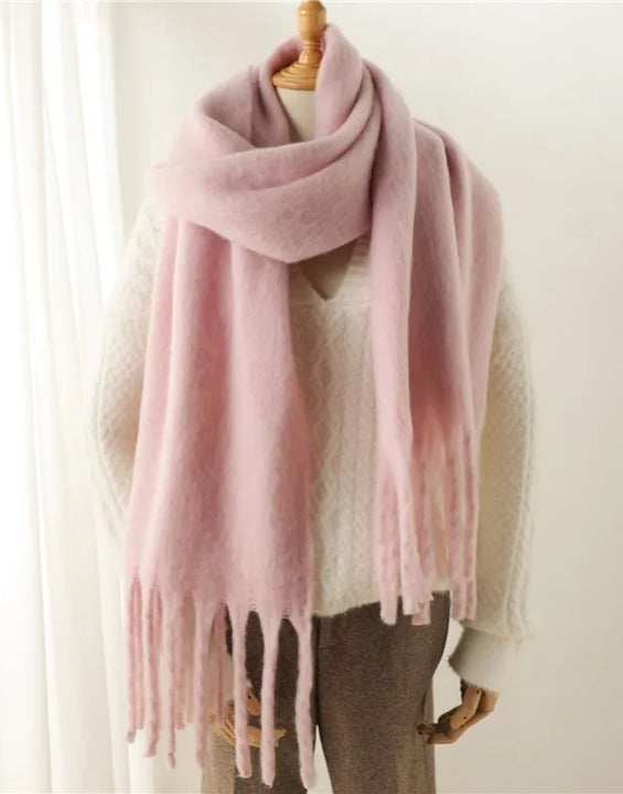 Women Winter Warm Luxury Imitation Cashmere Scarves Solid color Fashion Shawl Wrap Ladies Blanket Foulard Pashmina Bandana Scraf