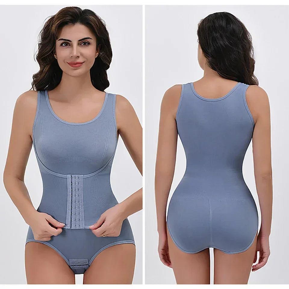 New Bodysuit Shapewear with Zipper Belt Women Tummy Control Fajas Body Shaper Waist Trainer Slimming Cincher Corset Tops