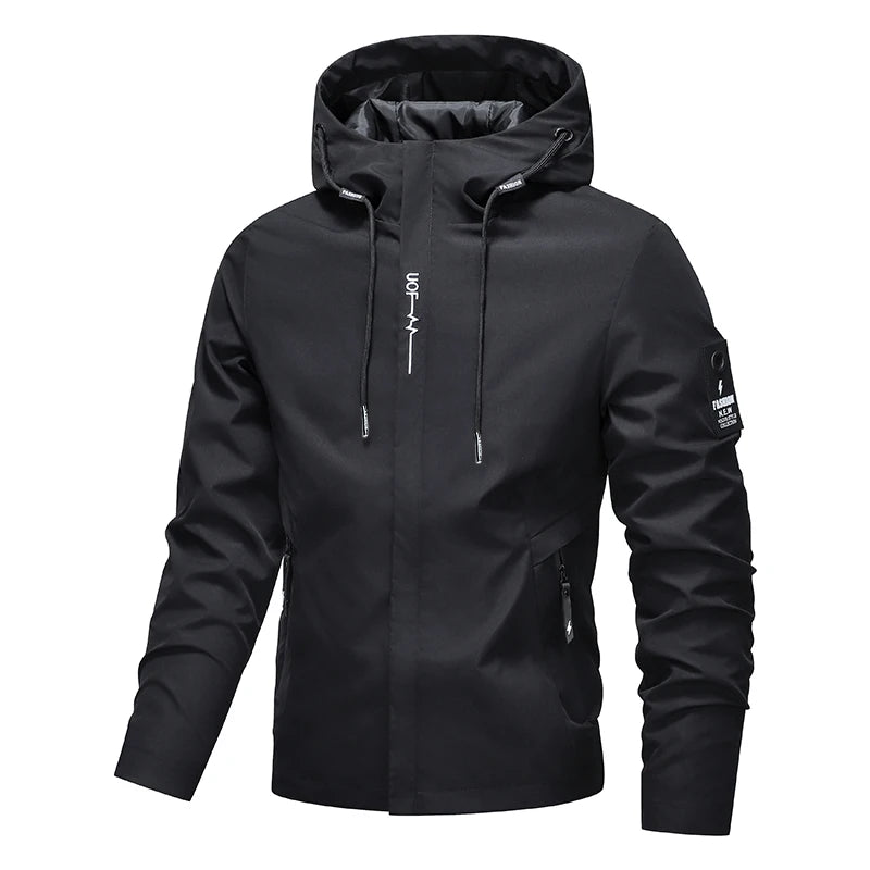 Waterproof Jacket Men Outdoor Softshell Zip Up Hooded Windbreaker Hiking Camping Coats Lightweight Spring Autumn