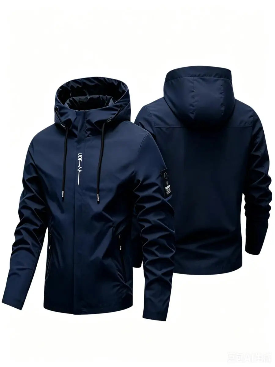 Waterproof Jacket Men Outdoor Softshell Zip Up Hooded Windbreaker Hiking Camping Coats Lightweight Spring Autumn