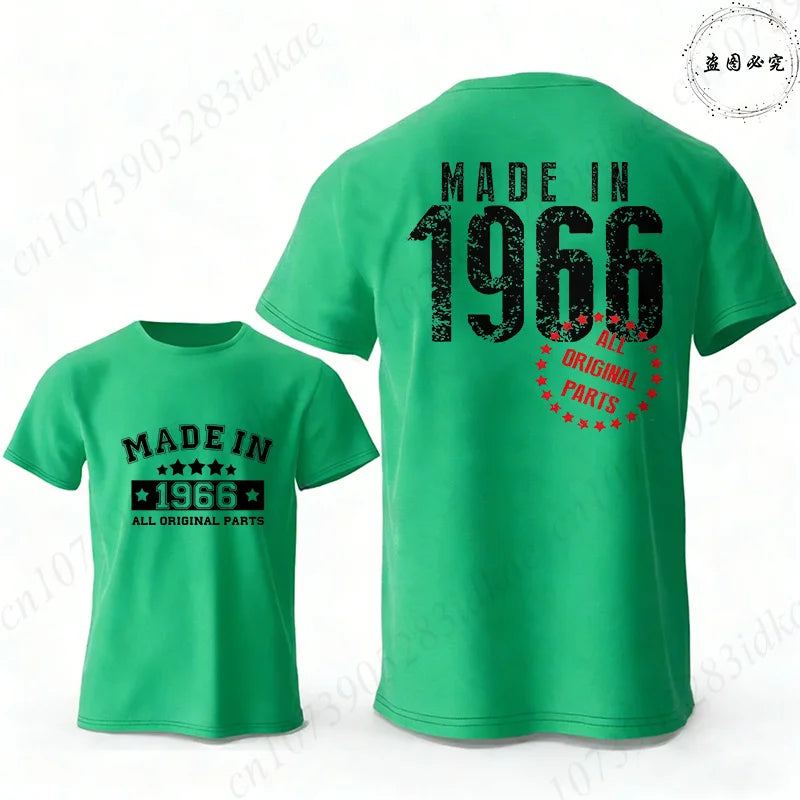 Men's 60th Birthday Vintage Graphic T Shirts: Made in 1966  Limited Edition Tops O Neck Short Sleeve Tees Casual Male Clothing