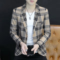 Spring Autumn 2024 Casual Checkered Slim Fit Men's Suit Jacket Korean Style Fashion Handsome Young Men's Clothing