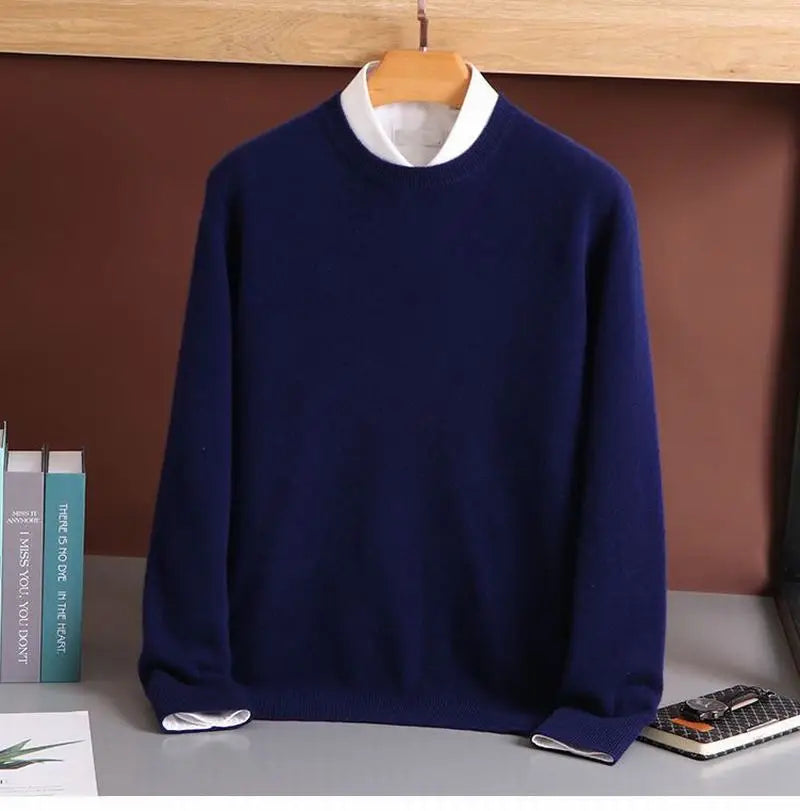 Hot Sale Cashmere Men's Sweater O-Neck Knitted Jumpers Long Sleeve Male Pullover Soft Warm Woolen Clothing habit homme