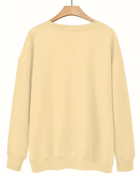 Women's autumn and winter casual loose and comfortable warm cat pattern printed round neck long sleeved pullover