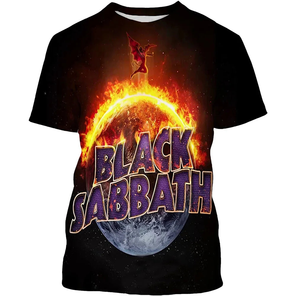 Summer Fashion Black Sabbath Men's T-shirt 3D Print Hip Hop Casual Cool Short Sleeve Tops Daily Comfortable Breathable Men Tees