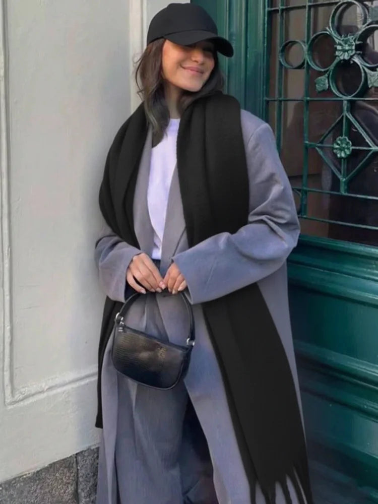 18*200cm Small Winter Scarf Long Women Imitation Cashmere Thicken Shawls Neck Warm Tassel Bufanda Echarpe Pashmina Luxury
