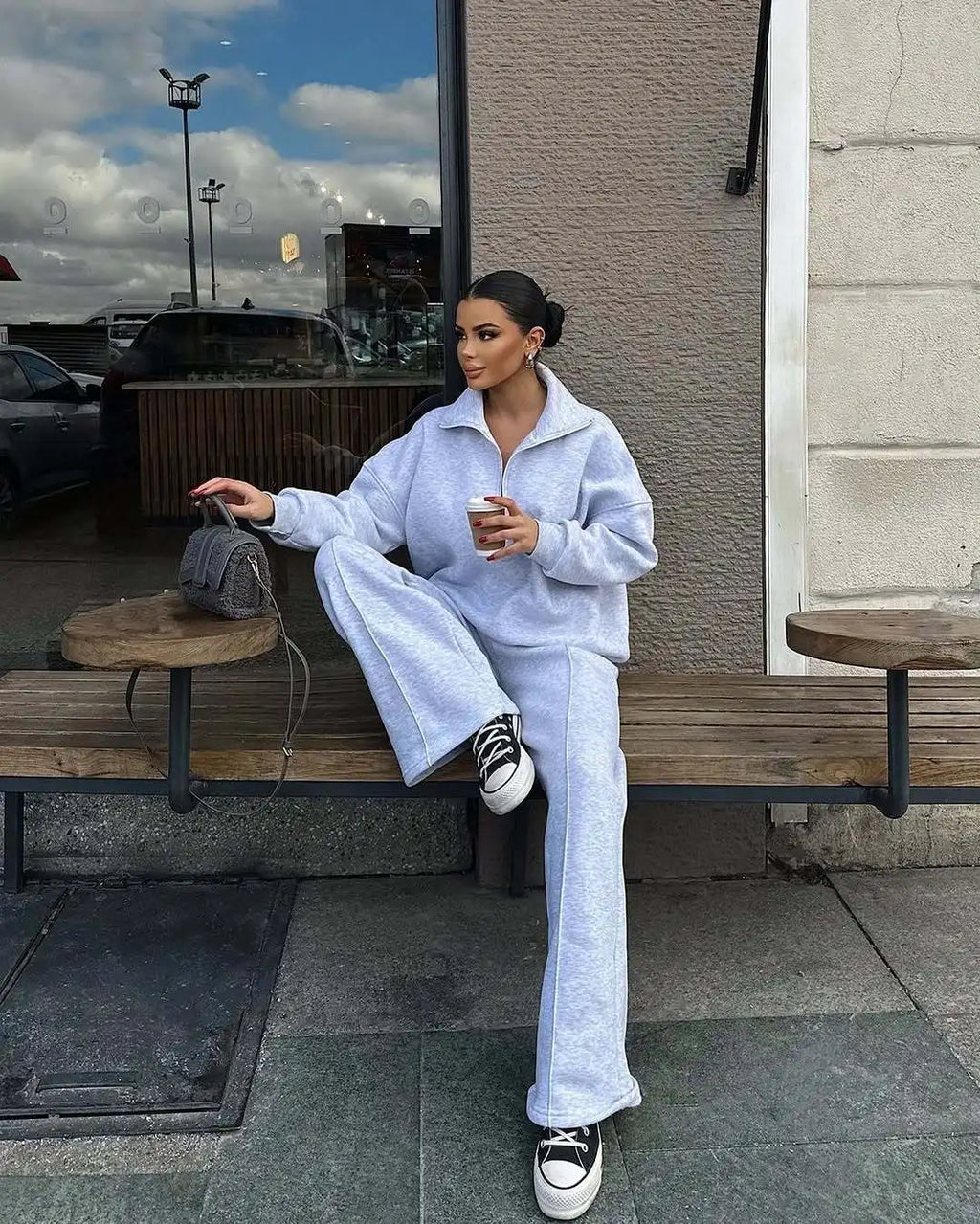 Fashion Autumn Winter Pants Sets Women Fashion Solid Color Pullover Sweatshirt Trousers Two Piece Set Female Casual Streetwear