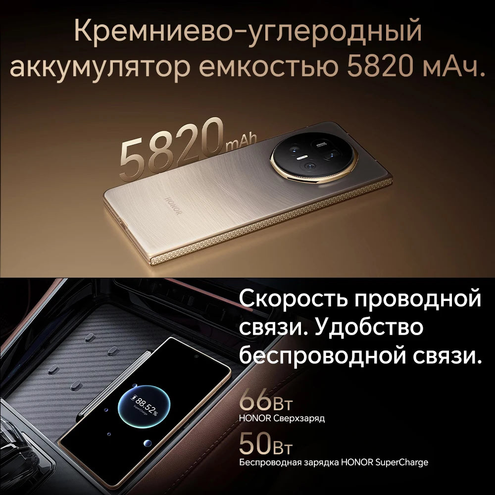 Original New HONOR Magic V5 Global Version 5G Foldable LTPO OLED 120Hz Display 7.95" 50MP Cameras Snapdragon 8 Elite 5820mAh 66W