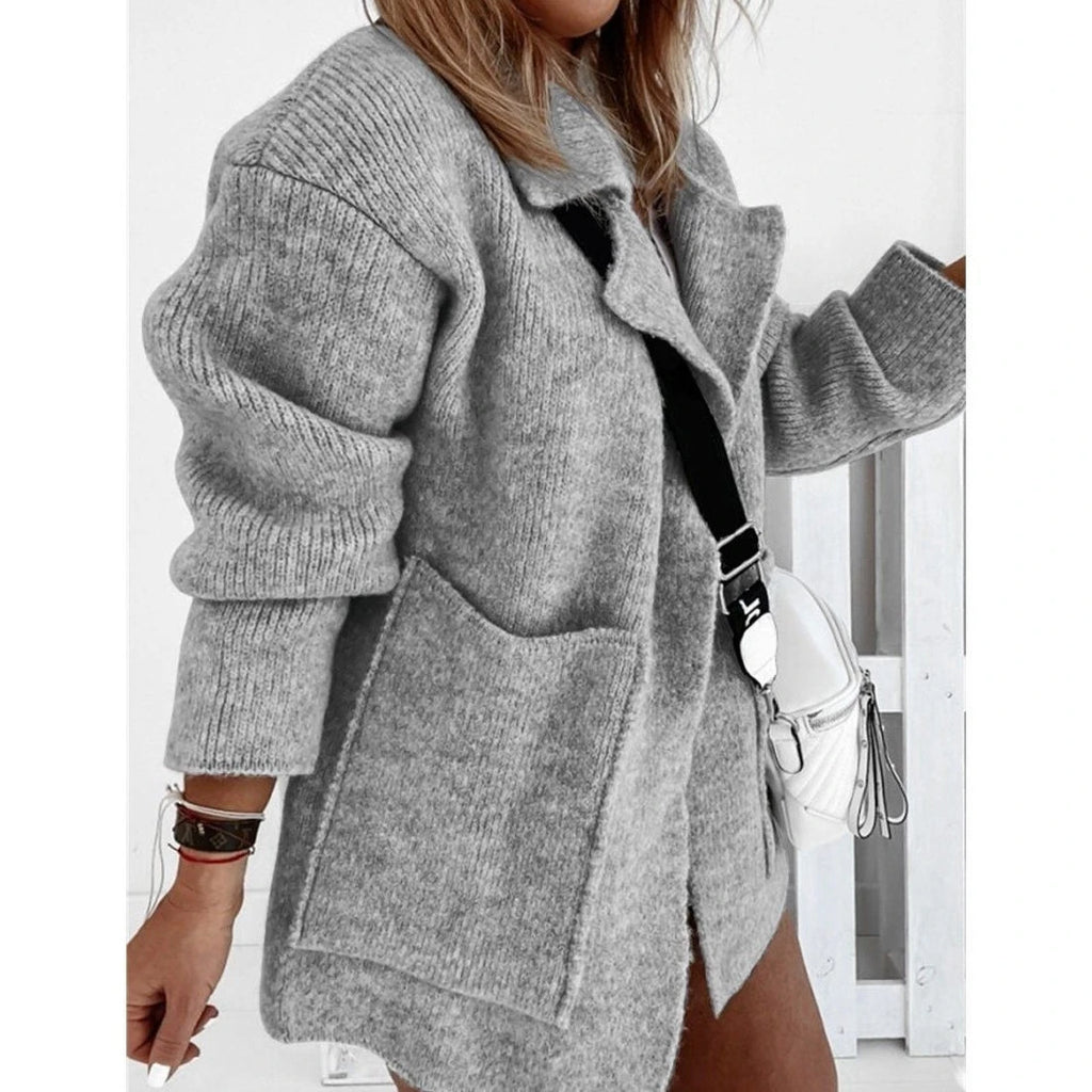 Women's Knitted Sweater Coat with ket Warped Knit Fake Two-Piece Sle Spring 2026 Faion Ladies' Premium Quali Sweater...