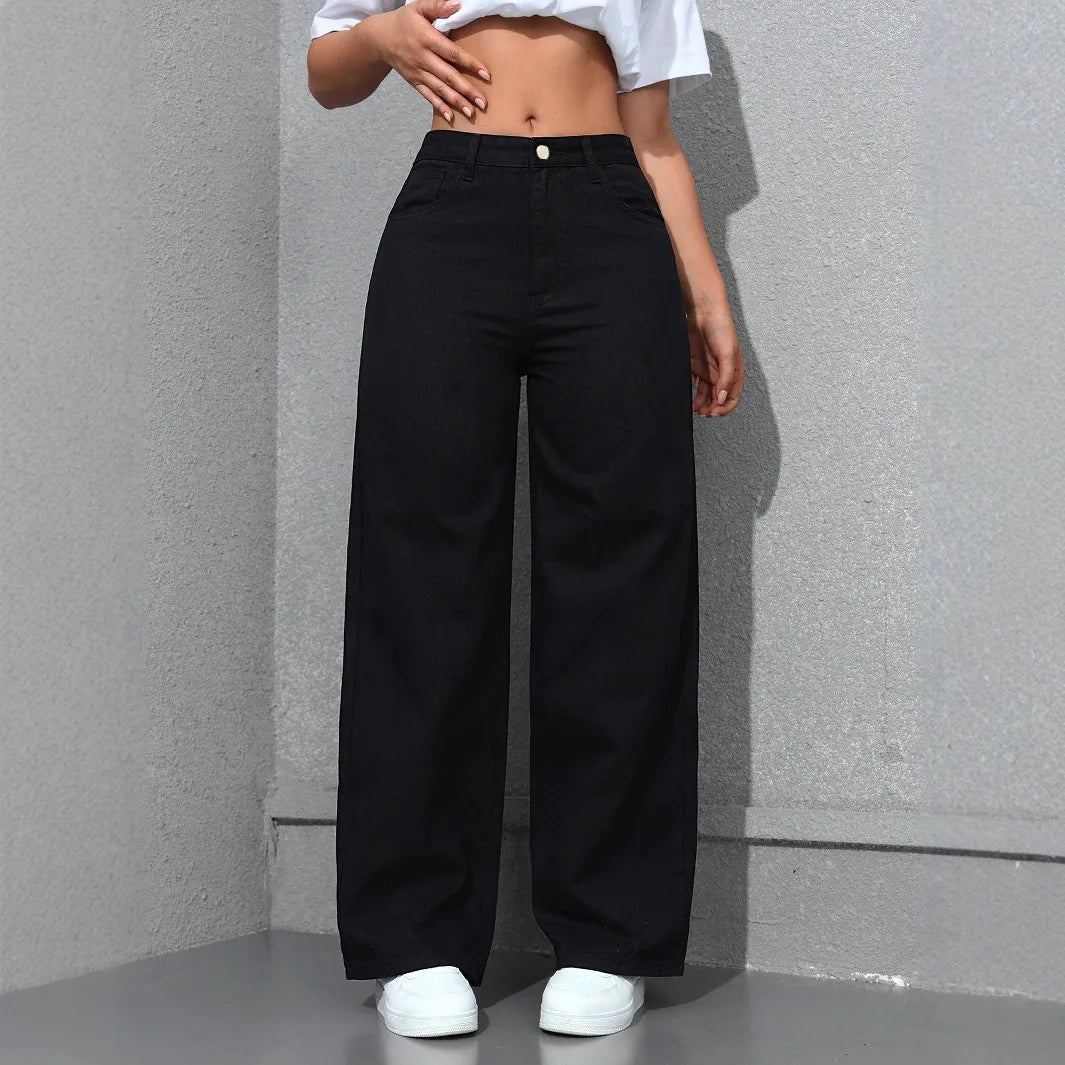 American Wide-leg Jeans for Women 2026 Spring New Style Washed Loose Slimming Straight-leg Floor-length Denim Trousers