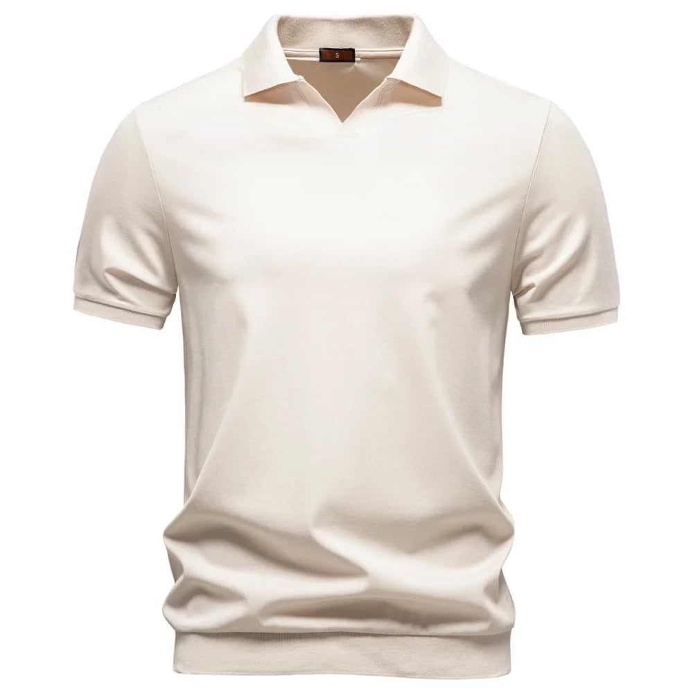 AIOPESON Men's Breathable Silky Polo Shirt Solid Color Soft Skin-Friendly Casual Cool Old Money Style Male Polo Shirts