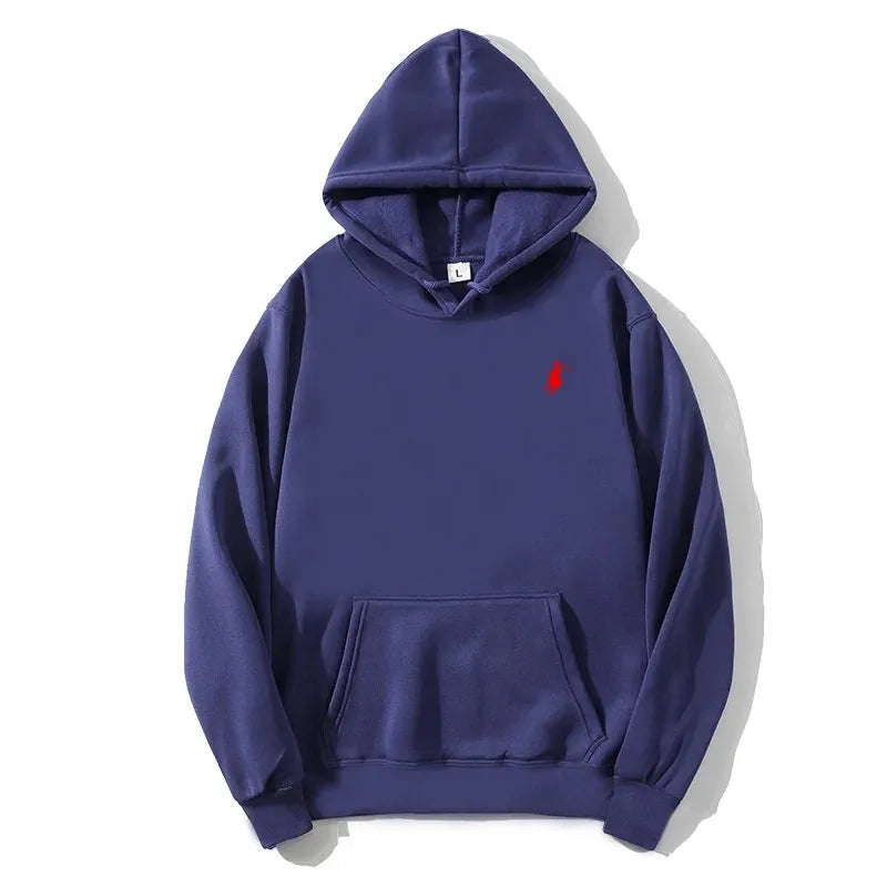 2026 polo print hooded sweatshirt for autumn and winter, suitable both men women, loose white couple's casual