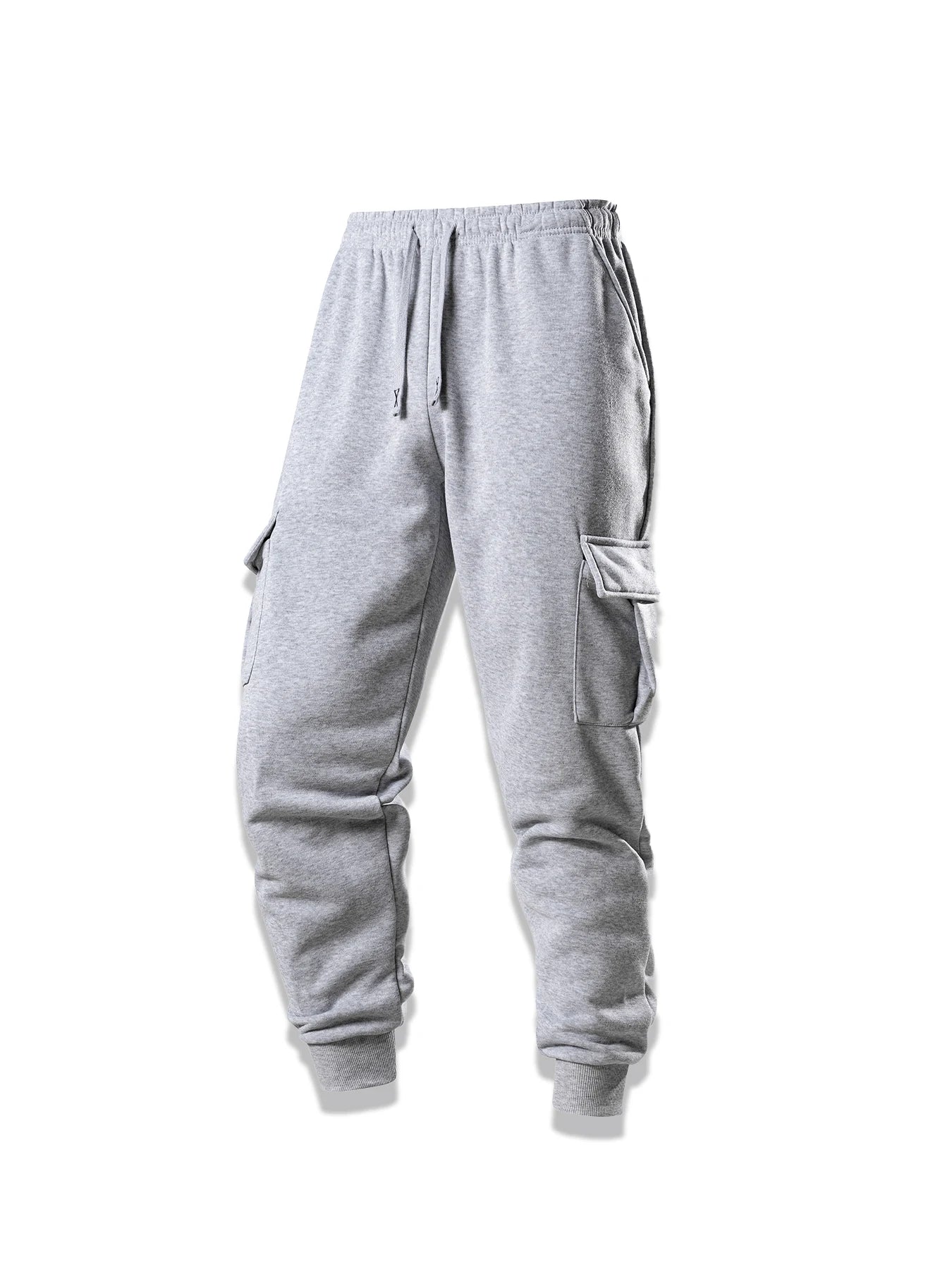 Men Cargo Pants Casual Sports Drawstring Sweatpants Spring Autumn Solid Color Patchwork Pockets Ankle Length Skinny Pencil Pants