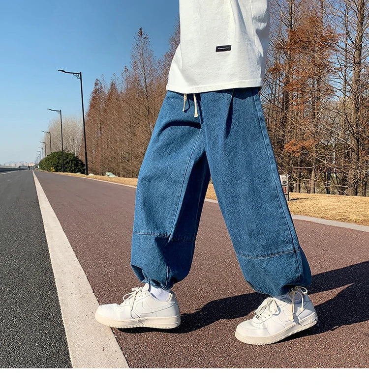 Baggy Jeans Trousers Male Denim Pants Black Wide Leg Pants Men's Jeans Oversize Cargo Korean Streetwear Hip Hop Harajuku