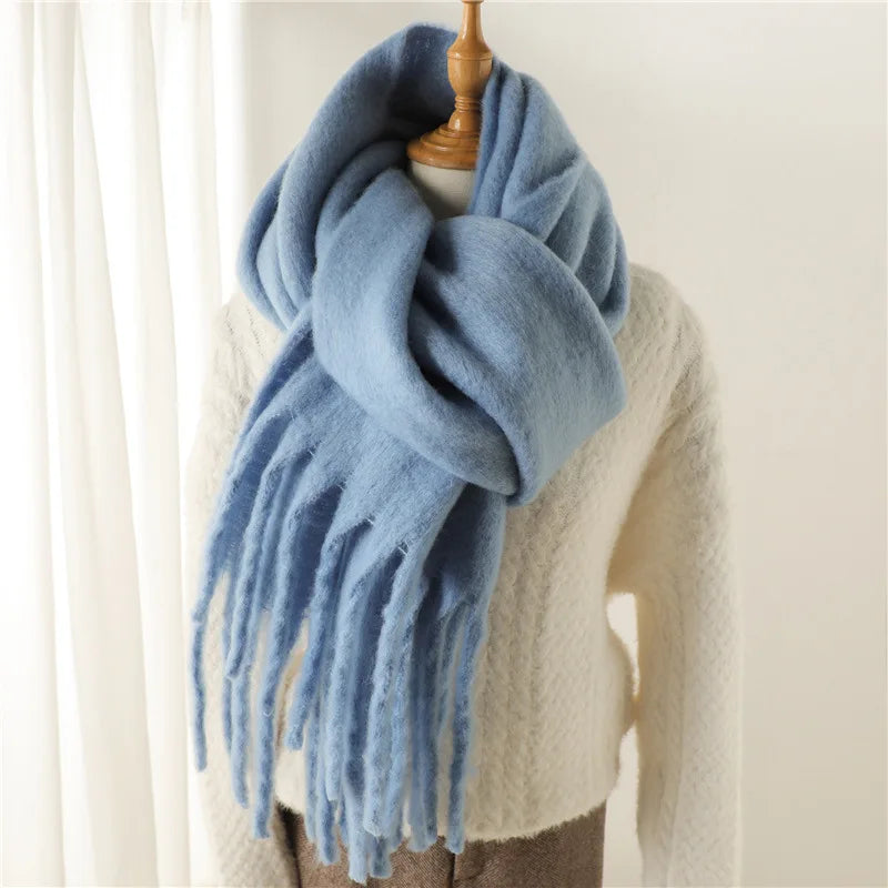 Women Winter Warm Luxury Imitation Cashmere Scarves Solid color Fashion Shawl Wrap Ladies Blanket Foulard Pashmina Bandana Scraf