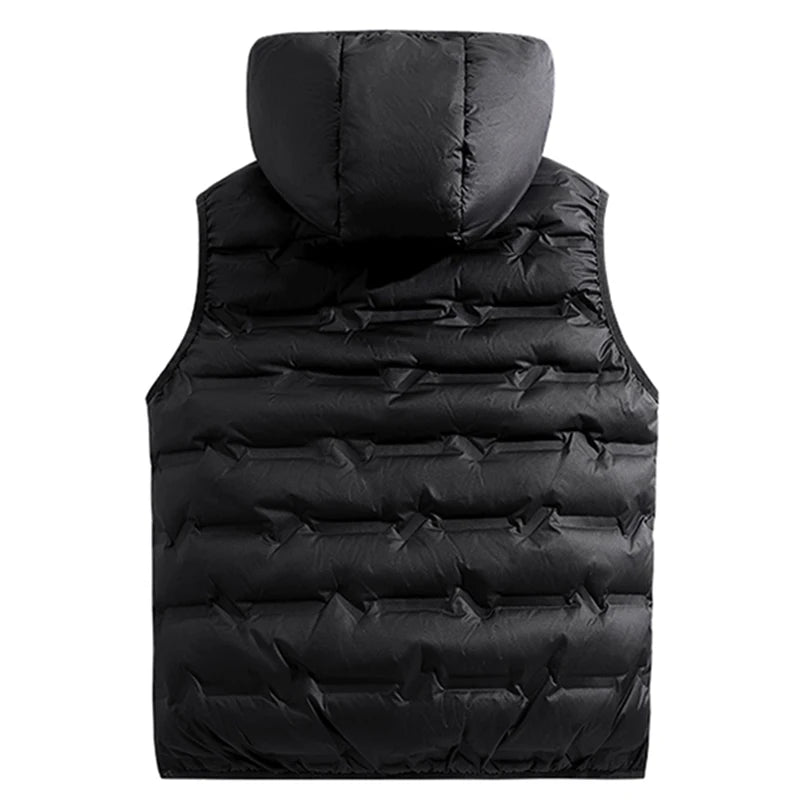 Men Winter New Hooded Down Vest Men Warm Windproof Ultralight Sleeveless Vest Detachable Hat Waterproof Vest Brand Waistcoat Man