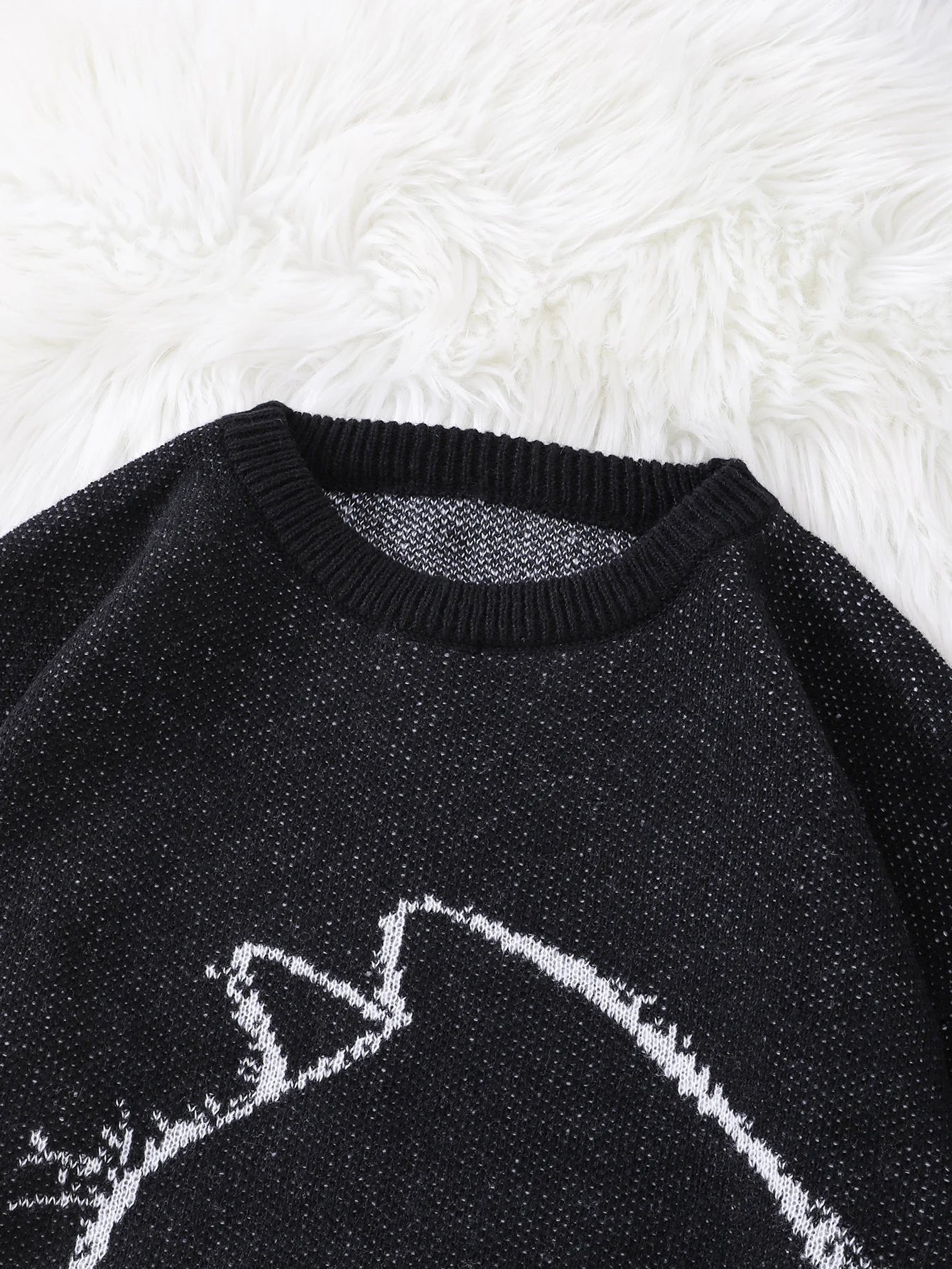 New Popular Autumn and Winter Simple Kitten Jacquard Double-Sided Pattern Pullover Sweater Casual Round Neck Knitted Men's Pullover