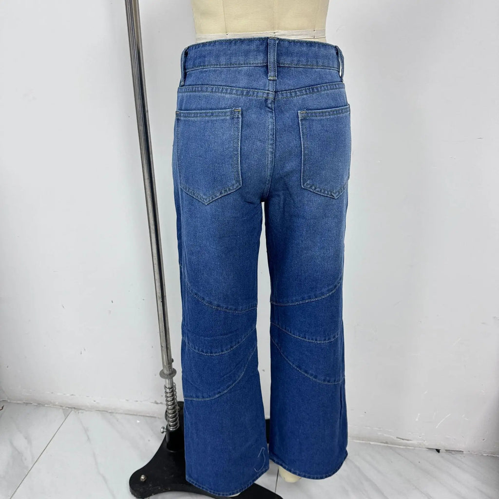 Autumn New Fashion Trend Street Style Women's Jeans Casual Solid Color Washed Distressed Straight-leg Floor-length Mopping Jeans