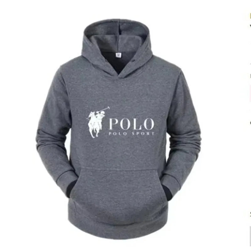 Polo Sport Classic Black Hoodie Men's Casual Sports Pure Cotton Hoodie Fashion Horse Logo Printed Hoodie