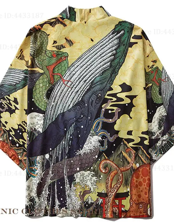 Plus Size 3XL 4XL 5XL Japanese Kimono Cardigan Cosplay Haori Yukata Top Adult Traditional Samurai Costume Loose Men Male Shirt