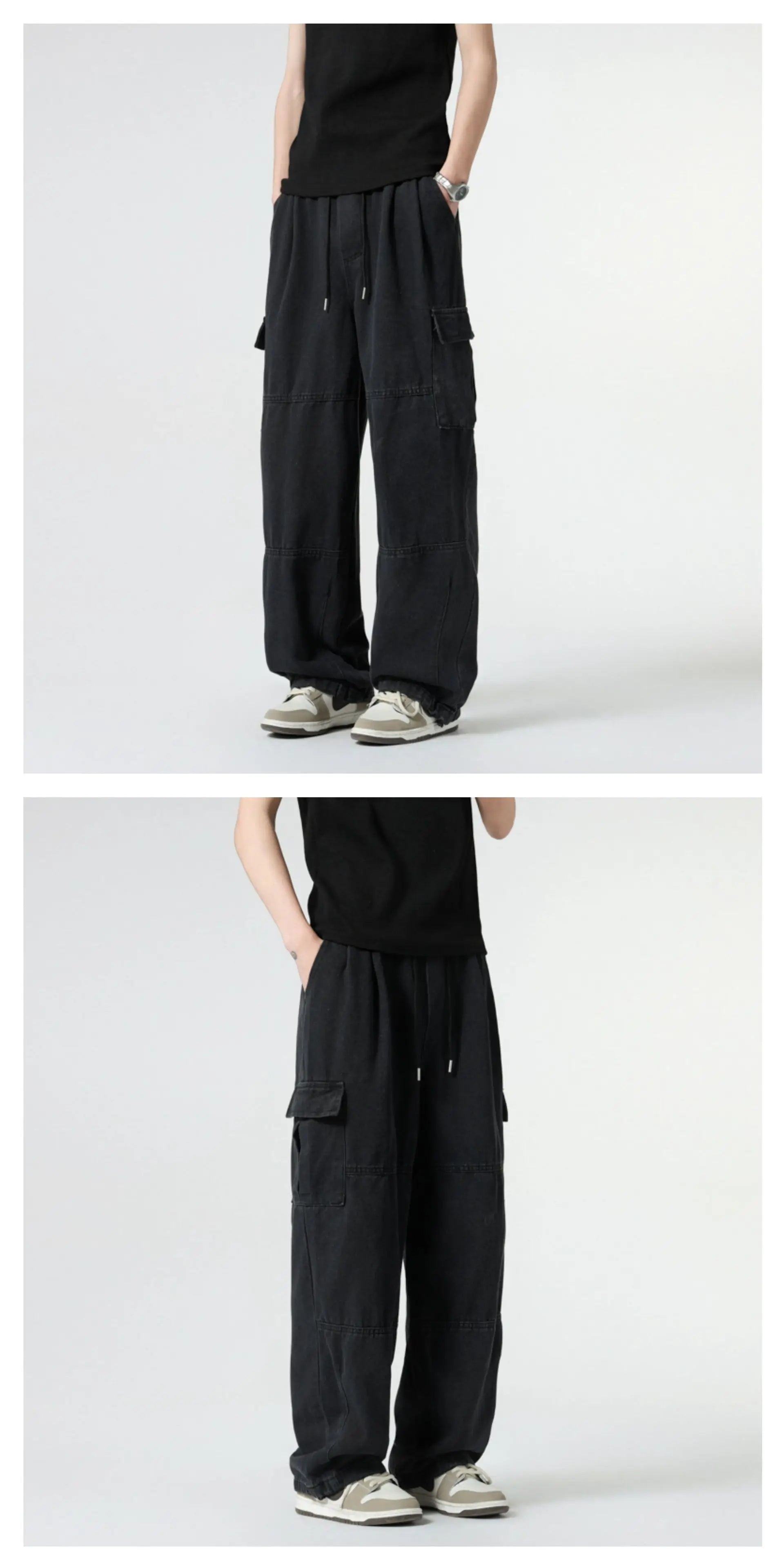 Baggy Jeans Spring Autumn New Men's Cargo Pants Casual Wide Leg Jogging Trousers Vintage Loose Work Jeans Man Hip Hop Streetwear